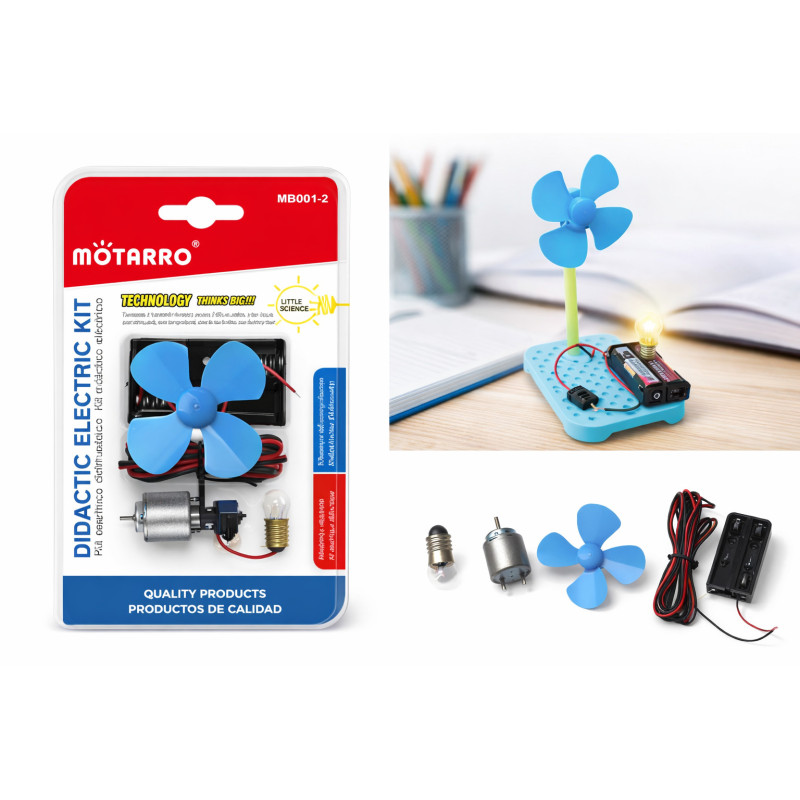 Didactic Electric Kit with Motor, Fan Blade and 3V Bulb Set for School Projects