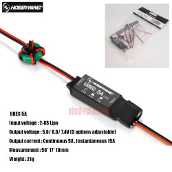 Hobbywing UBEC-5A-V2-Air 2-8S Adjustable BEC Voltage Regulator for RC Airplanes