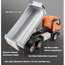 Huina 1598 1:14 Premium 14ch 6x6 RC Dump Truck with Metal Tipping Bed