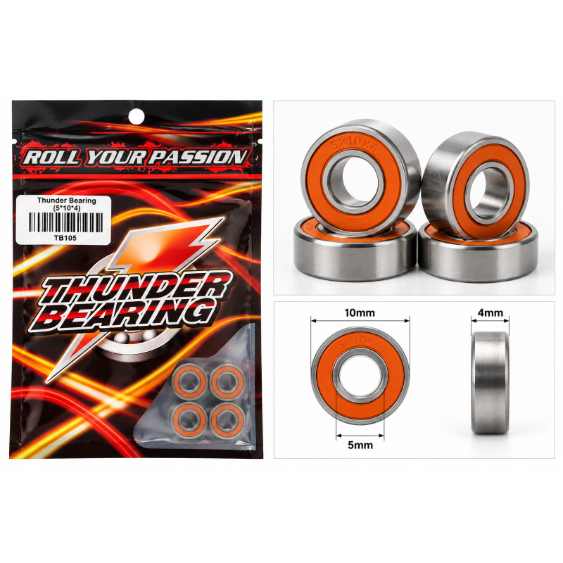 5x10x4mm Thunder Innovations Rubber Sealed RC Bearings (4)