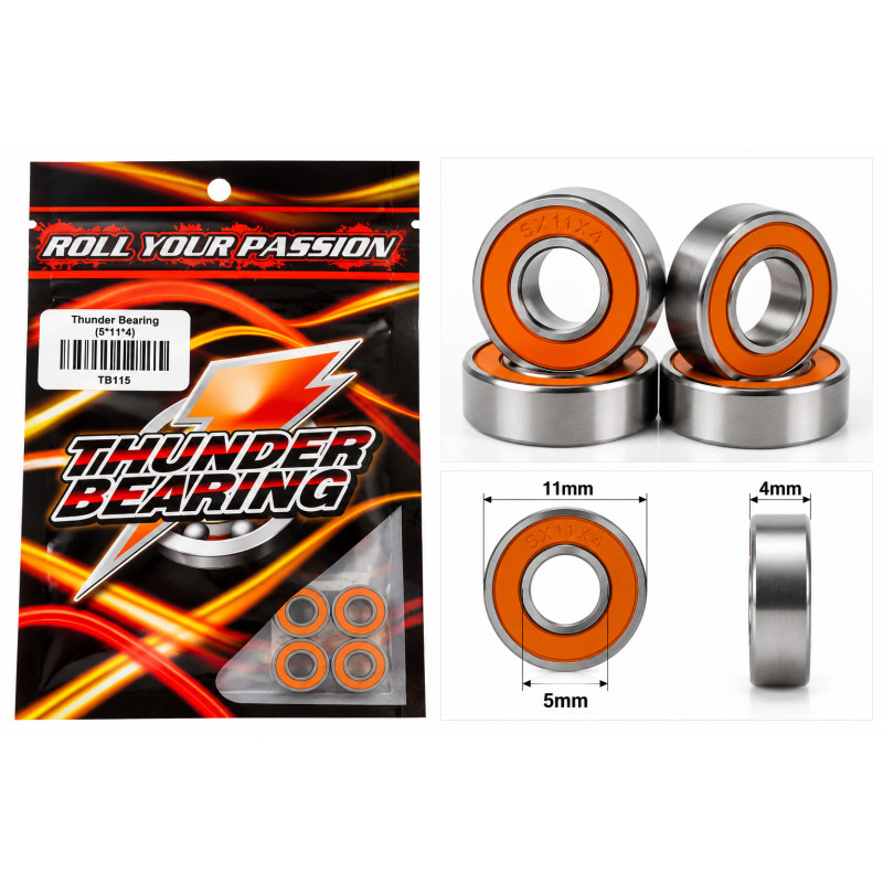 5x11x4mm Thunder Innovations Rubber Sealed RC Bearings (4)