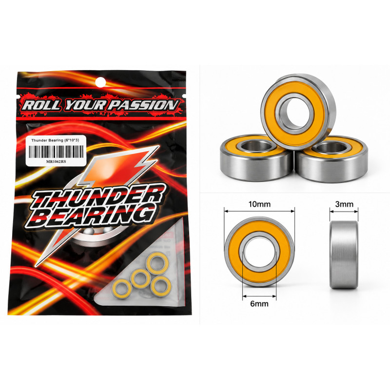 6x10x3mm Thunder Innovations Rubber Sealed RC Bearings (4)