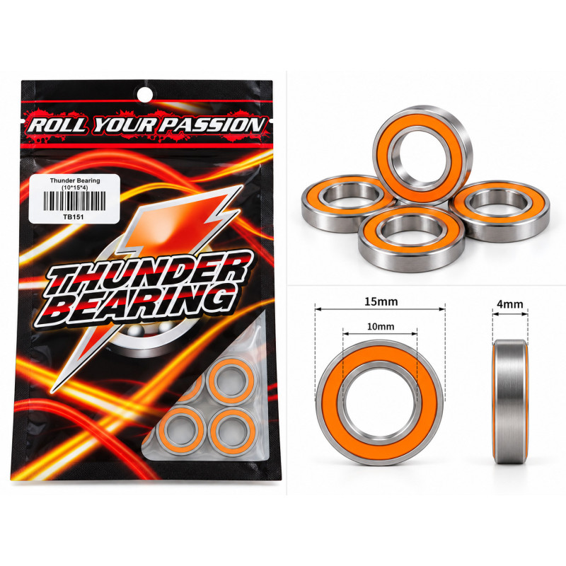 10x15x4mm Thunder Innovations Rubber Sealed RC Bearings (4)