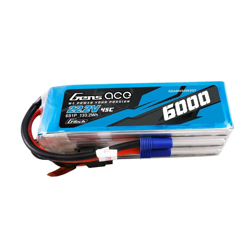 Gensace 6S 6000mAh 22.2V 45C LiPo Battery with EC5 Plug Gensace 6S 6000mAh 22.2V 45C LiPo Battery with EC5 Plug