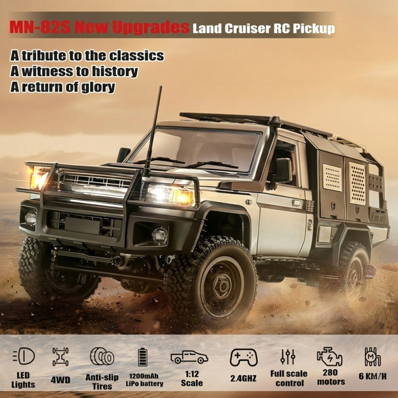 MN82 Supertourer Toyota Land Cruiser Brushed 4WD RTR 1/12 Truck Crawler - Silver