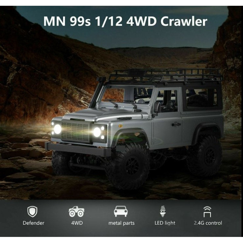 MN99S Land Rover Defender D90 4WD RTR 1/12 Truck Crawler Silver