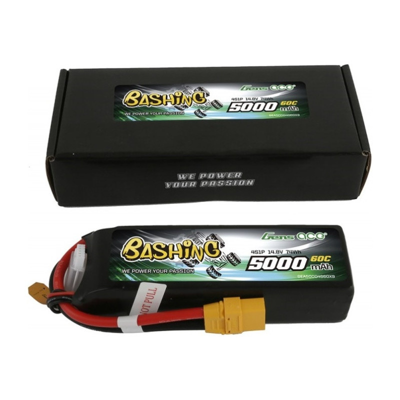 Gens Ace Bashing 5000mAh 14.8V 4S 60C LiPo Battery XT 90 Connector